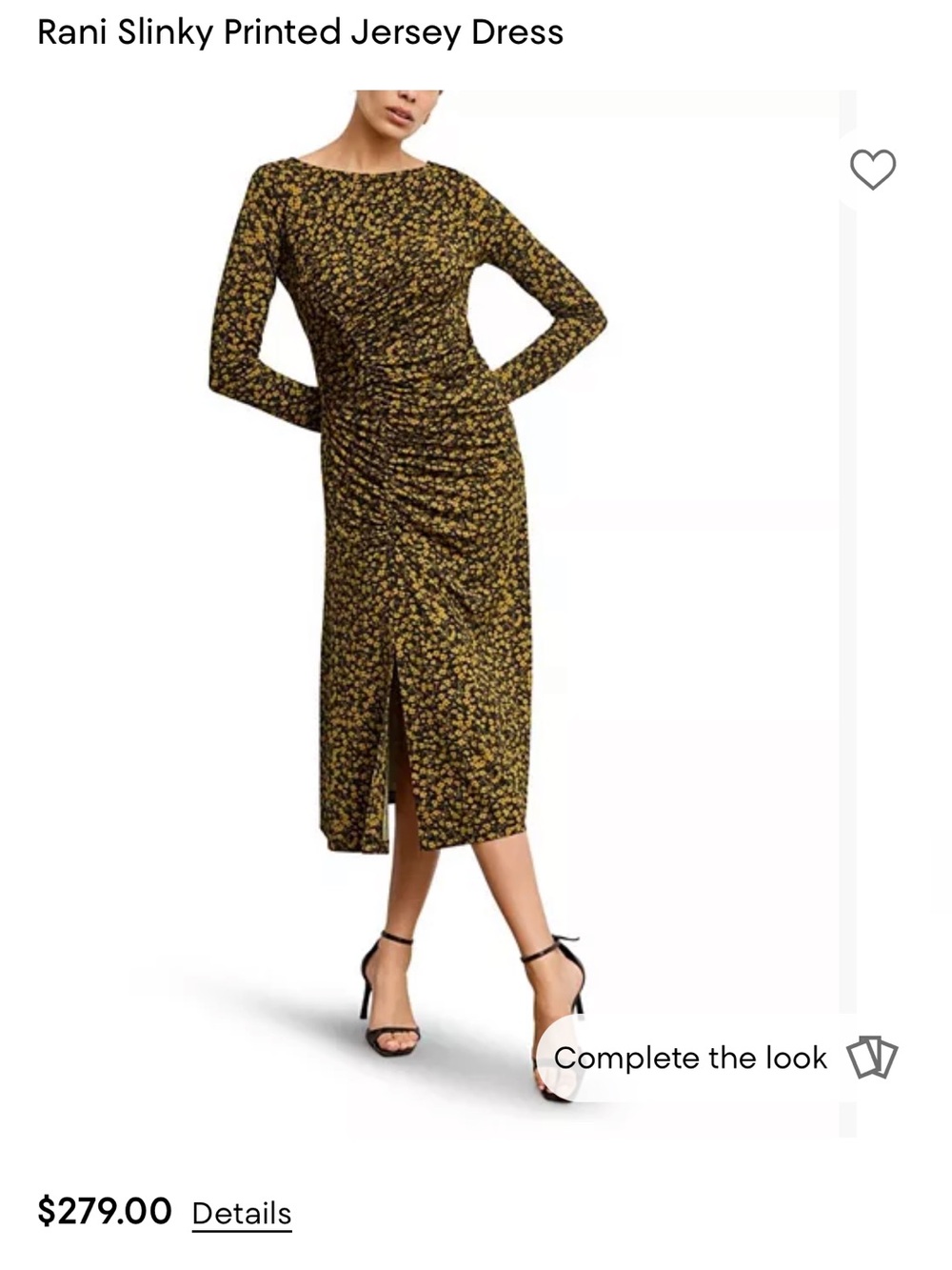 MM Lafleur Black and Yellow Floral Ruched Long-Sleeve Maxi Dress